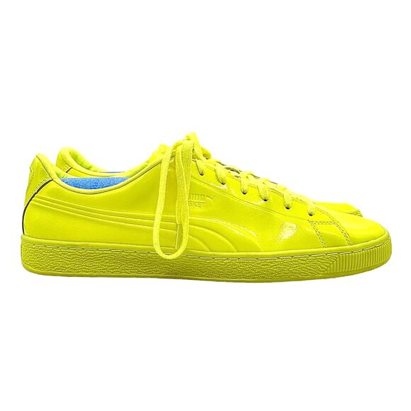 Puma Basket Classic Patent Emboss Sneakers Safety Yellow 362035 02 Men's 12 - Picture 1 of 16